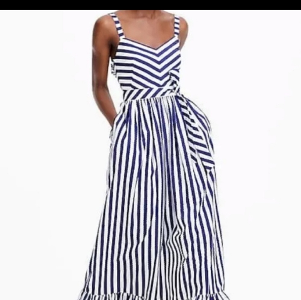 J. Crew Blue and White Striped Maxi Dress